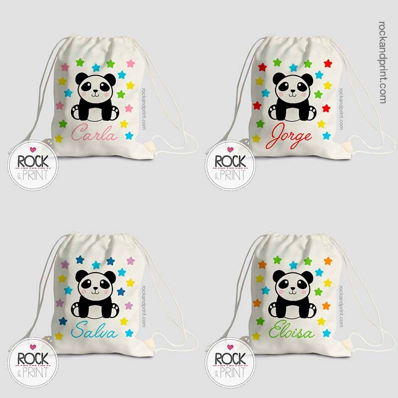 Mochila guardería personalizada para bebé modelo oso panda.